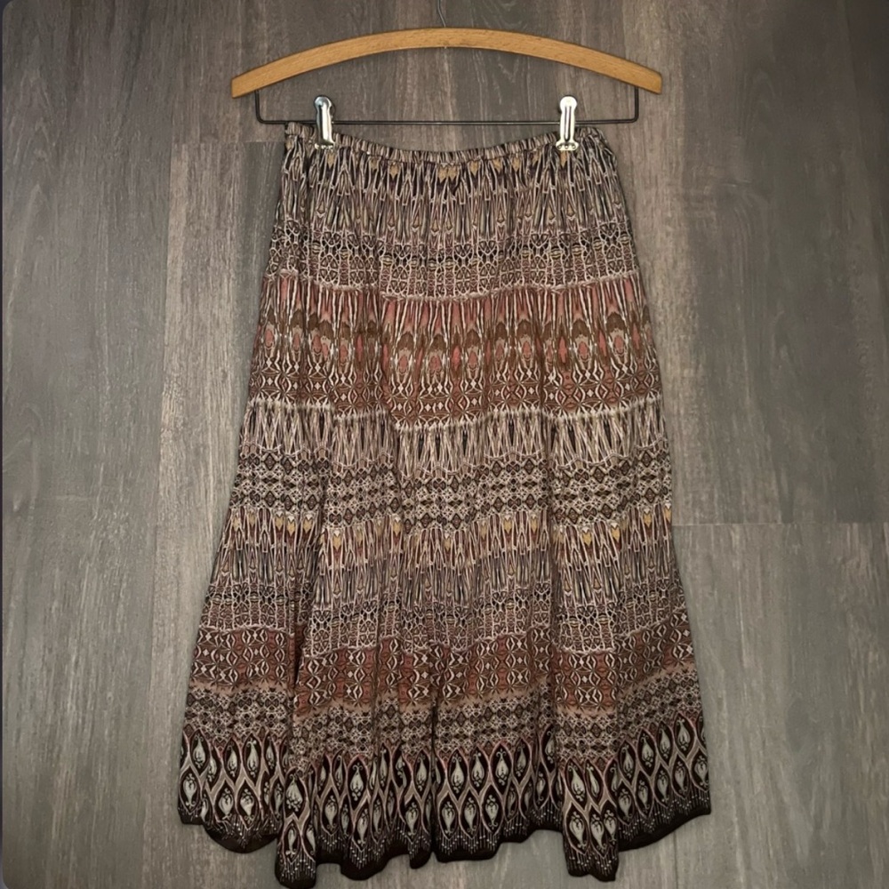 Liz Claiborne Brown Tan Printed Midi Skirt - Picture 3 of 3